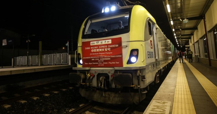 China Railway Express crosses Istanbul's sub-sea tunnel, Marmaray (the railway system linking the eastern and western sides of Istanbul from under the Marmara Sea) in Istanbul, Turkey on November 7, 2019. The first freight train from China crossed to Europe using Marmaray. 