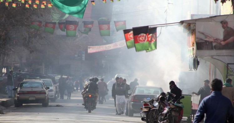 General view of city amid heavy smog in Kabul, Afghanistan on January 01, 2019. 