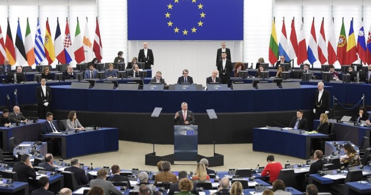 Jordanian King Abdullah II gestures as he delivers a speech at the European Parliament, on January 15, 2020, in Strasbourg, eastern France.