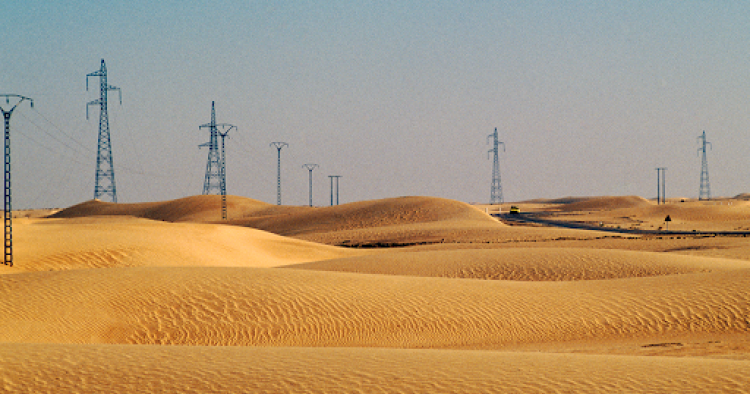 Pylons near Touggourt, Sahara Desert, Algeria