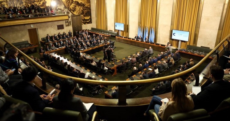 An view from the balcony of the Syrian Constitutional Committee held in Geneva in 2019.