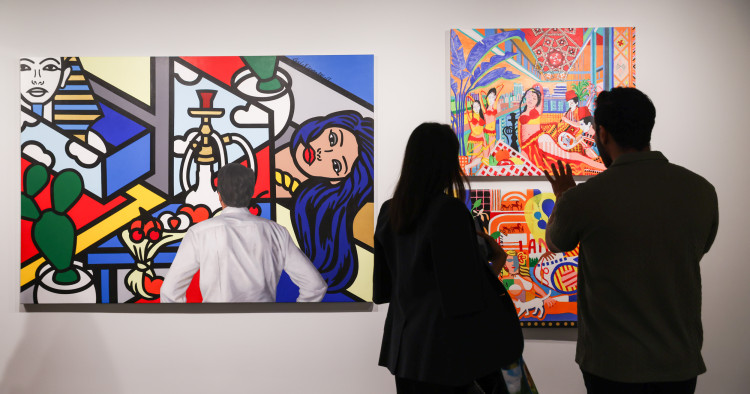 Gallery shot of Arab Pop Art: Between East and West at the MEI Art Gallery.