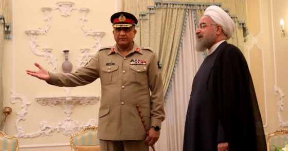 Iranian President President Hassan Rouhani (R) met Pakistani Army Chief General Qamar Javed Bajwa in Tehran 