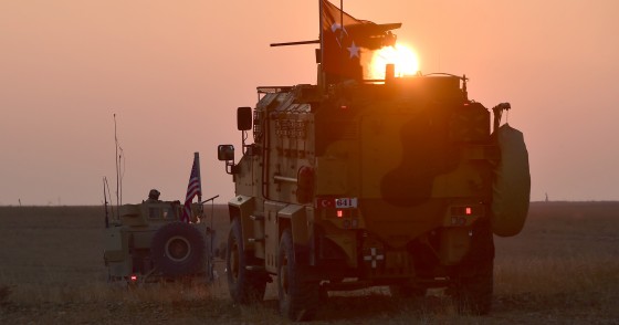 Armoured vehicles of Turkish and U.S. troops
