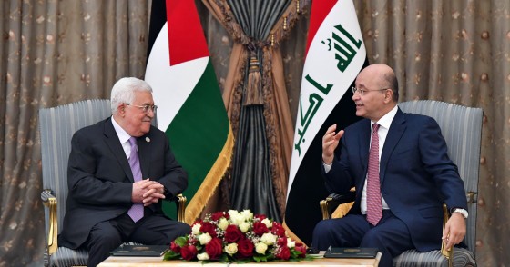 Palestinian President Mahmoud Abbas meets President of Iraq Barham Salih in Baghdad, Iraq on March 4, 2019.