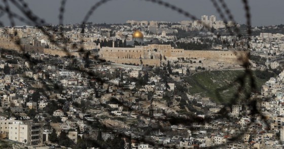 A picture taken on February 1, 2019 from Jabel Mukaber, a Palestinian neighbourhood in Israeli-occupied East Jerusalem shows the Dome of the Rock mosque (golden dome) and al-Aqsa Mosque (silver dome) at the al-Aqsa Mosque compound in Jerusalem's Old City.