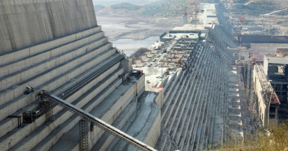 Building site machines stand on the construction site of the Grand Ethiopian Renaissance Dam in Guba in the North West of Ethiopia, 24 November 2017. 
