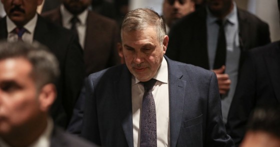 Iraqi Prime Minister Mohammed Tawfiq Allawi arrives at the parliament headquarters ahead of a special session for a confidence vote on the new cabinet members.