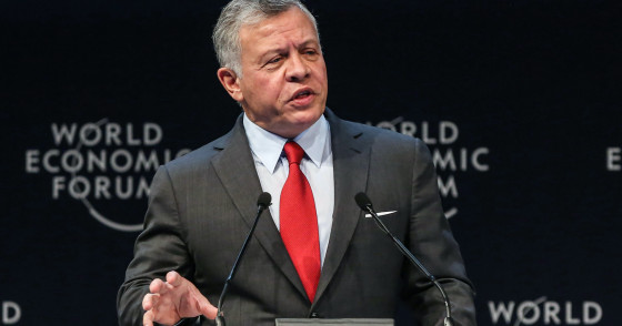 Jordan's King Abdullah II speaks during the opening ceremony of the 2019 World Economic Forum on the Middle East and North Africa, at the King Hussein Convention Centre at the Dead Sea, in Jordan on April 6, 2019.