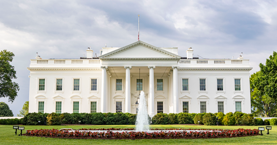 Exterior view of the northern side of the White House in Washington, DC as seen from Lafayette Square Park on May 8, 2023. Photo by Nicolas Economou/NurPhoto via Getty Images.