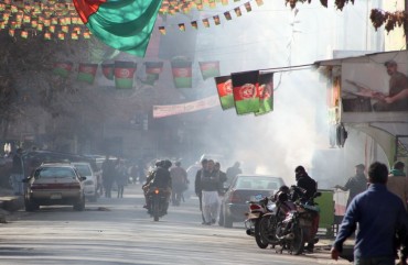 General view of city amid heavy smog in Kabul, Afghanistan on January 01, 2019.
