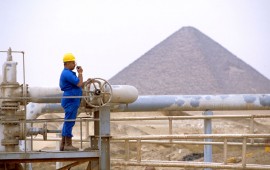 Worker at a gas refinery in the Western Desert, Egypt